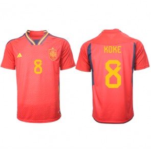 Spanien Koke #8 Replika Hjemmebanetrøje VM 2022 Kortærmet